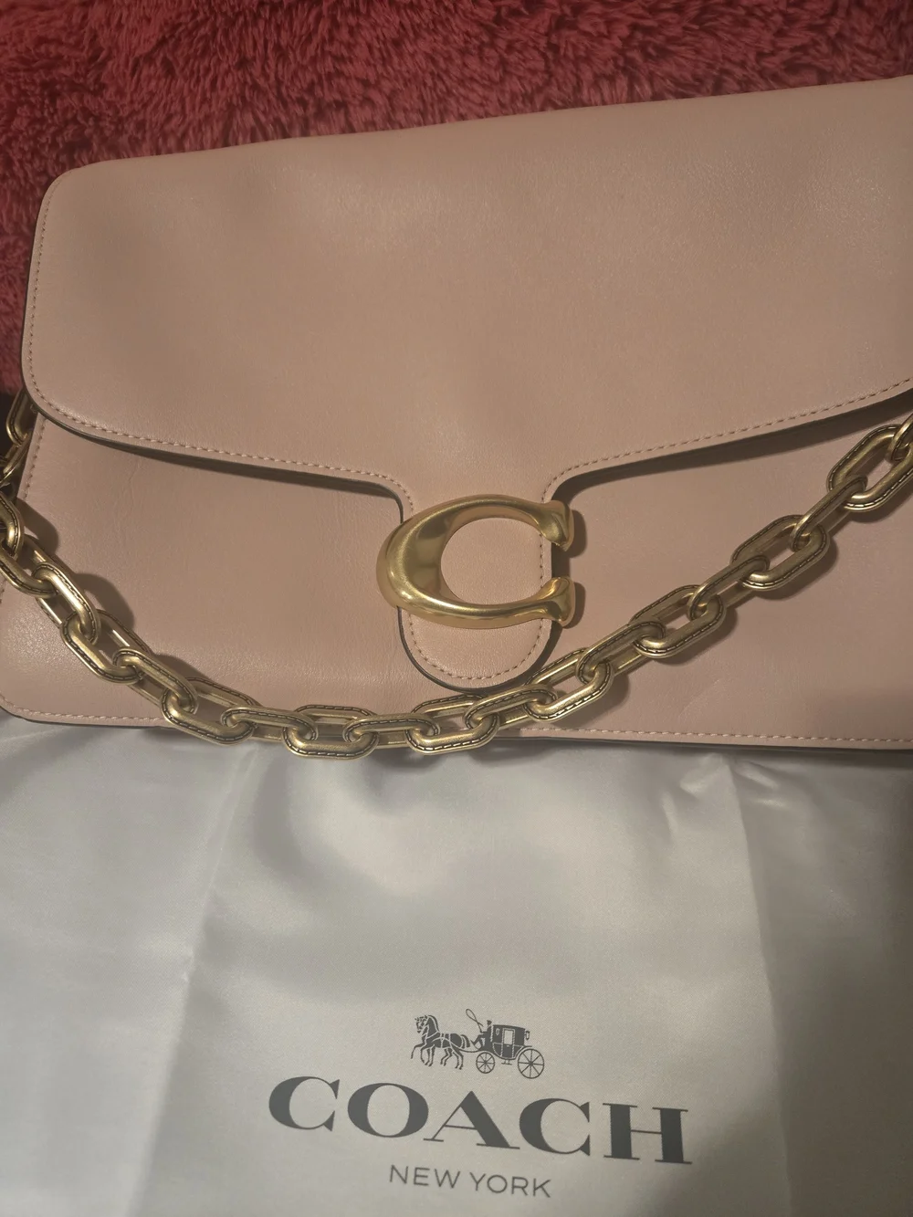 Coach Pink Shoulder Bag with Gold Chain